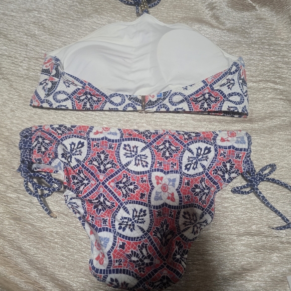 MICHAEL Michael Kors Blue and Pink Bikini Set with Intricate Print - Picture 3 of 5